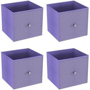 URBN Living (4, Lilac) Foldable Woven Fabric Storage Cube Box Drawer Insert Basket with Hand URBN Living (4, Lilac) Foldable Woven Fabric Storage Cube Box Drawer Insert Basket with Hand