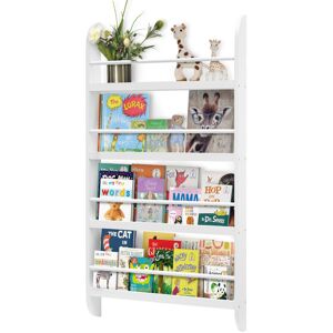 Unbranded Wall-Mointed Kids Bookshelf - 4-Shelf White Wood Storage Unit for Nursery, Safe Unbranded Wall-Mointed Kids Bookshelf - 4-Shelf White Wood Storage Unit for Nursery, Safe
