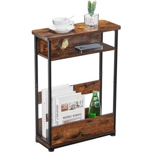 Unbranded (Rustic Brown) Vintage Side Table with Storage Shelves, 3-Tier Slim Side Table, Unbranded (Rustic Brown) Vintage Side Table with Storage Shelves, 3-Tier Slim Side Table,