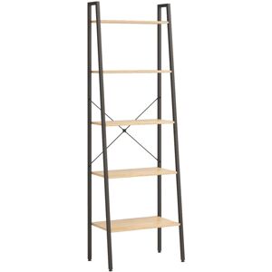 vidaXL 5-Tier Standing Shelf Light Brown and Black Storage Rack Ladder Shelf vidaXL 5-Tier Standing Shelf Light Brown and Black Storage Rack Ladder Shelf