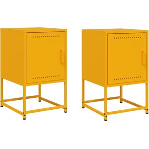 vidaXL Bedside Cabinets Nightstand Bed Side Table 2 pcs Mustard Yellow Steel vidaXL Bedside Cabinets Nightstand Bed Side Table 2 pcs Mustard Yellow Steel