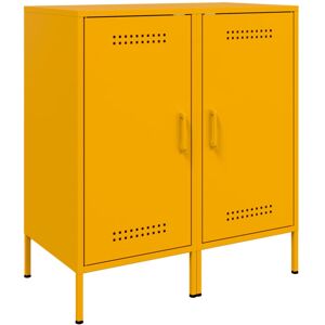 vidaXL Sideboards Cupboard Side Cabinet Highboard 2 pcs Mustard Yellow Steel vidaXL Sideboards Cupboard Side Cabinet Highboard 2 pcs Mustard Yellow Steel