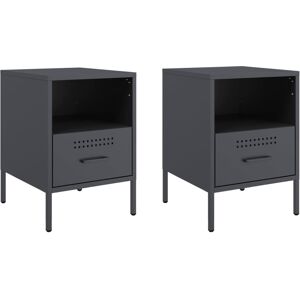 vidaXL Bedside Cabinets Nightstand Bed Table Side Table 2 pcs Anthracite Steel vidaXL Bedside Cabinets Nightstand Bed Table Side Table 2 pcs Anthracite Steel