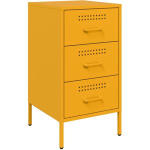 vidaXL Bedside Cabinet Nightstand Bed Table Side Table Mustard Yellow Steel vidaXL Bedside Cabinet Nightstand Bed Table Side Table Mustard Yellow Steel