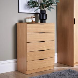(Oak) Home Source Phoenix Chest of 5 Drawers Bedroom Storage Unit (Oak) Home Source Phoenix Chest of 5 Drawers Bedroom Storage Unit