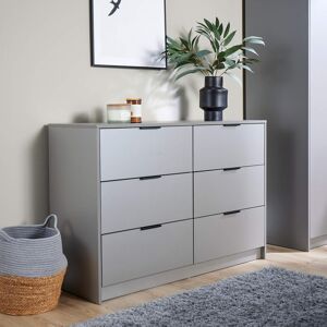 Home Source Phoenix Wide Chest of 6 Drawers Bedroom Storage Unit - Grey Home Source Phoenix Wide Chest of 6 Drawers Bedroom Storage Unit - Grey