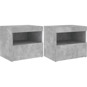 (concrete grey) vidaXL Bedside Cabinet with LED Lights Nightstand Bed Table Side (concrete grey) vidaXL Bedside Cabinet with LED Lights Nightstand Bed Table Side