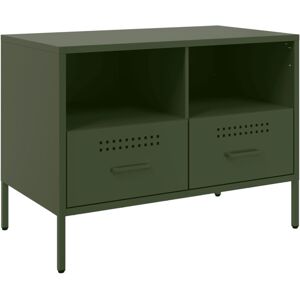 vidaXL Olive Green 68x39x50.5cm Cold-rolled Steel TV Cabinet - TV Type vidaXL Olive Green 68x39x50.5cm Cold-rolled Steel TV Cabinet - TV Type