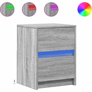 vidaXL Bedside Cabinets with LED Lights 2 pcs Grey Sonoma Engineered Wood vidaXL Bedside Cabinets with LED Lights 2 pcs Grey Sonoma Engineered Wood