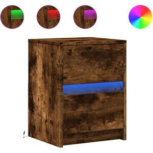 vidaXL Bedside Cabinets&LED Lights Bed Table 2 pcs Smoked Oak Engineered Wood vidaXL Bedside Cabinets&LED Lights Bed Table 2 pcs Smoked Oak Engineered Wood