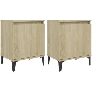 vidaXL 2x Bed Cabinets with Metal Legs Sonoma Oak Storage Nightstands Bedroom vidaXL 2x Bed Cabinets with Metal Legs Sonoma Oak Storage Nightstands Bedroom