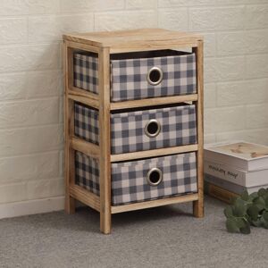 Home Source (Checked - 3 Drawer) Wooden Storage Chest 3/4/5 Drawers Plaid Fabric Bedroom Sto Home Source (Checked - 3 Drawer) Wooden Storage Chest 3/4/5 Drawers Plaid Fabric Bedroom Sto