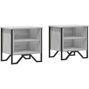 (grey sonoma, 2 pcs) vidaXL Bedside Cabinet Nightstand Bed Side Table Smoked Oak (grey sonoma, 2 pcs) vidaXL Bedside Cabinet Nightstand Bed Side Table Smoked Oak