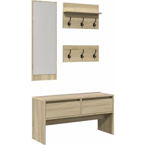 (sonoma oak) vidaXL Hallway Furniture Set 4 Piece Shoe Bench Coat Hanger Enginee (sonoma oak) vidaXL Hallway Furniture Set 4 Piece Shoe Bench Coat Hanger Enginee