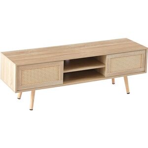 MMT Furniture Designs TV Stand Cabinet Modern Scandi Style Light Wood rattan panel sliding doors 140cm MMT Furniture Designs TV Stand Cabinet Modern Scandi Style Light Wood rattan panel sliding doors 140cm