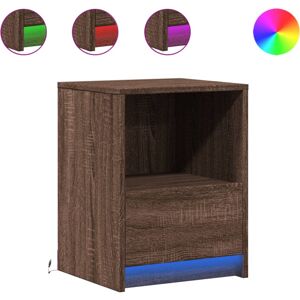 (brown oak, 2 pcs) vidaXL Bedside Cabinet with LED Lights Bed Table Engineered W (brown oak, 2 pcs) vidaXL Bedside Cabinet with LED Lights Bed Table Engineered W