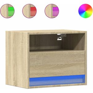 (sonoma oak, 1 pcs) vidaXL Wall-mounted Bedside Cabinet with LED Lights Bed Cabi (sonoma oak, 1 pcs) vidaXL Wall-mounted Bedside Cabinet with LED Lights Bed Cabi