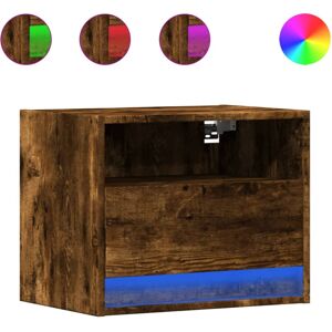 (smoked oak, 2 pcs) vidaXL Wall-mounted Bedside Cabinet with LED Lights Bed Cabi (smoked oak, 2 pcs) vidaXL Wall-mounted Bedside Cabinet with LED Lights Bed Cabi