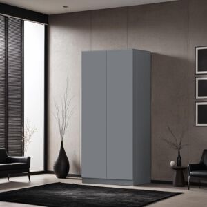 FWStyle Dark Grey 2 Door Double Wardrobe Push Open Soft Close Scratch Resistant FWStyle Dark Grey 2 Door Double Wardrobe Push Open Soft Close Scratch Resistant