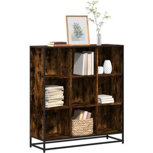 vidaXL Bookcase Bookshelf Storage Cabinet Smoked Oak Engineered Wood and Metal vidaXL Bookcase Bookshelf Storage Cabinet Smoked Oak Engineered Wood and Metal