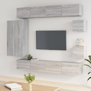 vidaXL 8 Piece Grey Sonoma TV Cabinet Set - TV Cabinet vidaXL 8 Piece Grey Sonoma TV Cabinet Set - TV Cabinet