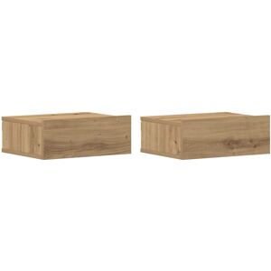(artisan oak, 2 pcs) vidaXL Floating Nightstand Wall Bedside Cabinet Hanging She (artisan oak, 2 pcs) vidaXL Floating Nightstand Wall Bedside Cabinet Hanging She