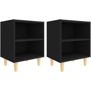 (black, 2 pcs) vidaXL 1/2x Bed Cabinet with Solid Wood Legs 40x30x50 cm Stand Mu (black, 2 pcs) vidaXL 1/2x Bed Cabinet with Solid Wood Legs 40x30x50 cm Stand Mu