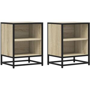 (sonoma oak, 2 pcs) vidaXL Bedside Cabinets 2 pcs Smoked Oak 40x31x50 cm Enginee (sonoma oak, 2 pcs) vidaXL Bedside Cabinets 2 pcs Smoked Oak 40x31x50 cm Enginee