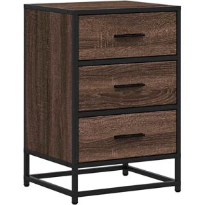 (brown oak) vidaXL Bedside Cabinet Black 40x34.5x60 cm Engineered Wood and Metal (brown oak) vidaXL Bedside Cabinet Black 40x34.5x60 cm Engineered Wood and Metal