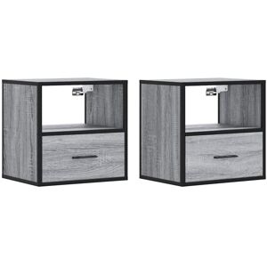 (grey sonoma, 2 pcs) vidaXL Wall-mounted Bedside Cabinet Smoked Oak 40x31x39.5 c (grey sonoma, 2 pcs) vidaXL Wall-mounted Bedside Cabinet Smoked Oak 40x31x39.5 c
