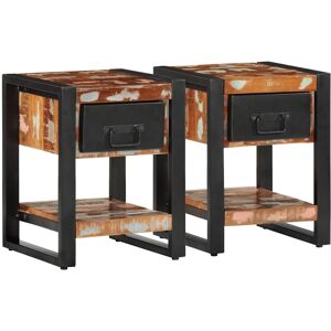 (multicolour, 2 pcs) vidaXL Bedside Cabinets 2 pcs Multicolour Solid Rough Wood (multicolour, 2 pcs) vidaXL Bedside Cabinets 2 pcs Multicolour Solid Rough Wood
