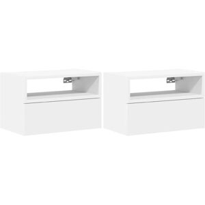(white, 2 pcs) vidaXL Wall-mounted Bedside Cabinet Brown Oak 45x26x28.5 cm (white, 2 pcs) vidaXL Wall-mounted Bedside Cabinet Brown Oak 45x26x28.5 cm