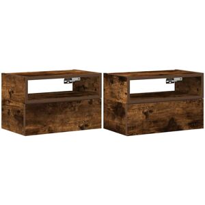 (smoked oak, 2 pcs) vidaXL Wall-mounted Bedside Cabinet Brown Oak 45x26x28.5 cm (smoked oak, 2 pcs) vidaXL Wall-mounted Bedside Cabinet Brown Oak 45x26x28.5 cm