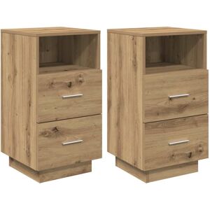 (Artisan oak, 2 pcs) vidaXL Bedside Cabinets 2 pcs with 2 Drawers White 36x36x68 (Artisan oak, 2 pcs) vidaXL Bedside Cabinets 2 pcs with 2 Drawers White 36x36x68