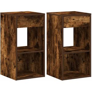 (smoked oak, 2 pcs) vidaXL Bedside Cabinet with Drawer Old Wood 35x34x66.5 cm be (smoked oak, 2 pcs) vidaXL Bedside Cabinet with Drawer Old Wood 35x34x66.5 cm be