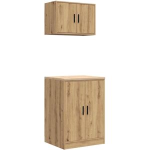 vidaXL Garage Cabinets - Artisan Oak 2 pcs Stylish Storage vidaXL Garage Cabinets - Artisan Oak 2 pcs Stylish Storage