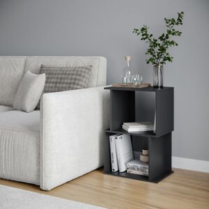 URBN Living (Black, 40cm) 2 Tier Modern Bookcase Irregular Storage Shelf Wooden Shelving Uni URBN Living (Black, 40cm) 2 Tier Modern Bookcase Irregular Storage Shelf Wooden Shelving Uni