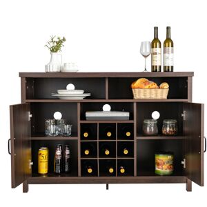 Casart Buffet Storage Cabinet Farmhouse Sideboard w/9-Bottle Wine Rack-Brown Casart Buffet Storage Cabinet Farmhouse Sideboard w/9-Bottle Wine Rack-Brown