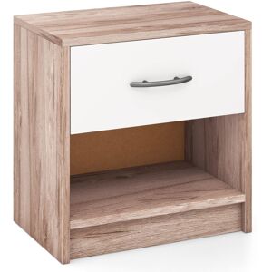 Casart 3-Tier Bedside Table Bedroom Nightstand w/Drawer-Oak Casart 3-Tier Bedside Table Bedroom Nightstand w/Drawer-Oak