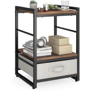 Casart Bedroom Nightstand Bedside Table w/Fabric Drawer & Open Shelf-Coffee Casart Bedroom Nightstand Bedside Table w/Fabric Drawer & Open Shelf-Coffee