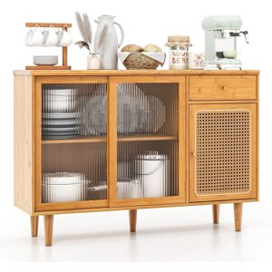 Casart Kitchen Buffet Sideboard Storage Cabinet Cupboard w/ Tempered Glass Sliding Door Casart Kitchen Buffet Sideboard Storage Cabinet Cupboard w/ Tempered Glass Sliding Door