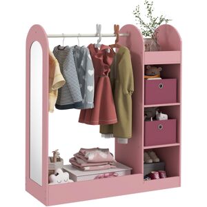 AIYAPLAY Kids Clothes Rail with Storage Shelf, Boxes, Mirror, Pink AIYAPLAY Kids Clothes Rail with Storage Shelf, Boxes, Mirror, Pink