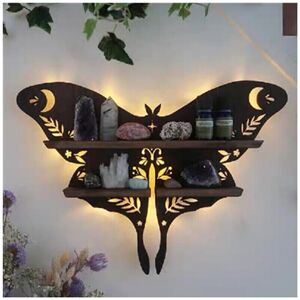 Unbranded Luna Multipose Moth Lamp Crystal Shelf Storage Rack Wooden Wall Home Decoration Unbranded Luna Multipose Moth Lamp Crystal Shelf Storage Rack Wooden Wall Home Decoration