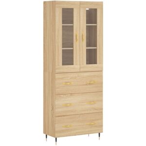 vidaXL Highboard Sideboard Cupboard Storage Cabinet Sonoma Oak Engineered Wood vidaXL Highboard Sideboard Cupboard Storage Cabinet Sonoma Oak Engineered Wood