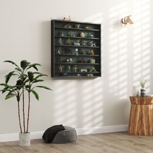 HOMCOM 7-Tier Wall Display Cabinet - Black HOMCOM 7-Tier Wall Display Cabinet - Black
