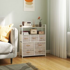 (Brown) HOMCOM Bedroom Chest of Drawers 7 Drawer Dresser w/ Shelves (Brown) HOMCOM Bedroom Chest of Drawers 7 Drawer Dresser w/ Shelves