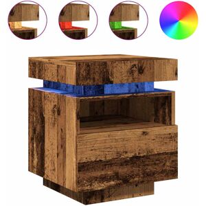 (old wood, 1 pcs) vidaXL Bedside Cabinets with LED Lights Nightstand Bed Table S (old wood, 1 pcs) vidaXL Bedside Cabinets with LED Lights Nightstand Bed Table S