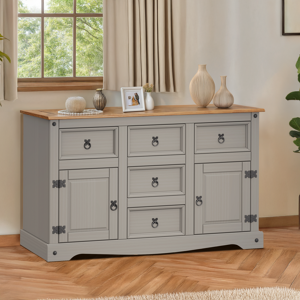 Mercers Furniture Corona Grey Wax 2 Door 5 Drawer Large Sideboard Cupboard Furniture Mercers Furniture Corona Grey Wax 2 Door 5 Drawer Large Sideboard Cupboard Furniture