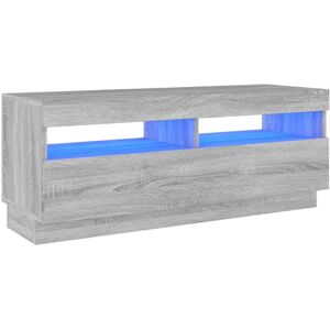 vidaXL Engineered Wood TV Cabinet with RGB LED Lights, Grey Sonoma ? 100x35x40cm vidaXL Engineered Wood TV Cabinet with RGB LED Lights, Grey Sonoma ? 100x35x40cm