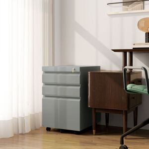 Vinsetto 3-Drawer Lockable Metal Filing Cabinet, Grey - Under-Desk, Printer Stan Vinsetto 3-Drawer Lockable Metal Filing Cabinet, Grey - Under-Desk, Printer Stan
